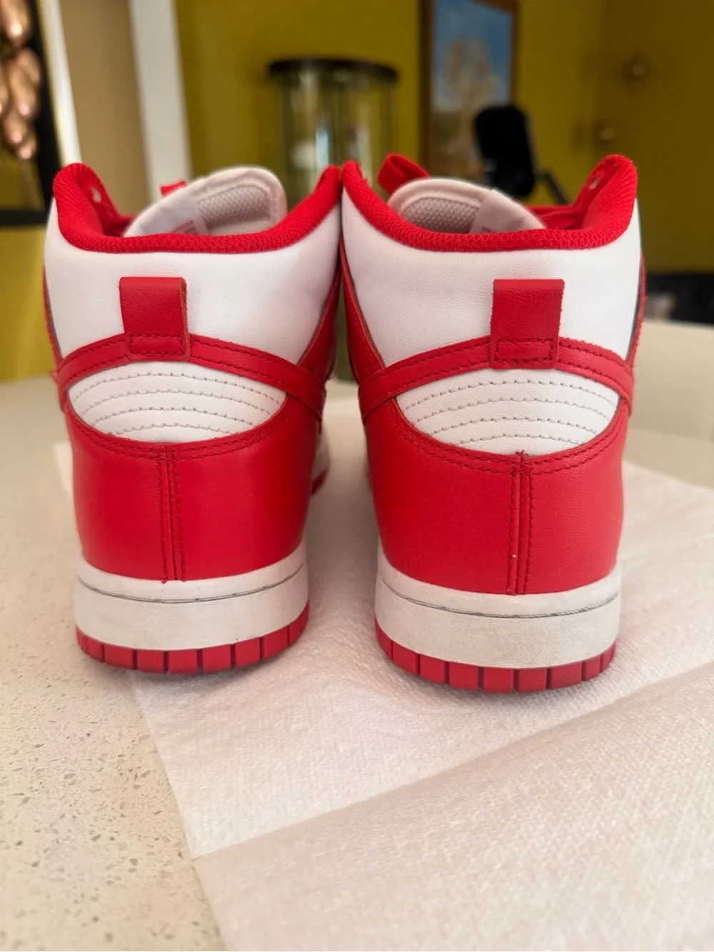 Nike Red and White High-Top Sneakers with Swoosh - Picture 5 of 9